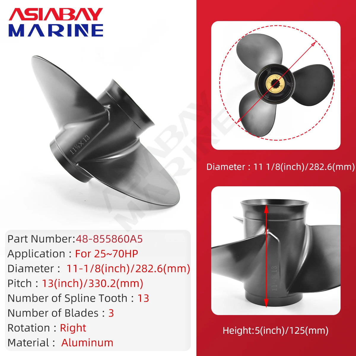 11 1/8x13 For Mercury Marine Outboard Boat Motor Propeller - OceanElite